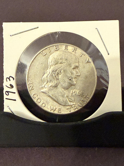1999 Silver Eagle NGC .999 Fine + 1963 Franklin Half Dollar 90% Silver