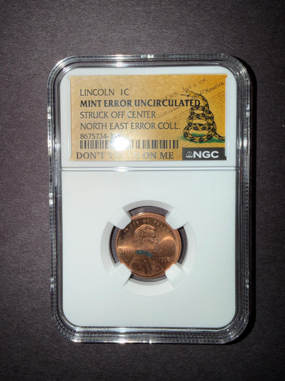 NGC Certified Lincoln Cent Error Trio Off Center Broadstrike Uncirculated