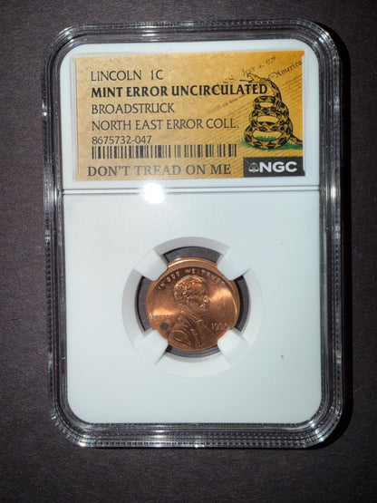 NGC Certified Lincoln Cent Error Trio Off Center Broadstrike Uncirculated