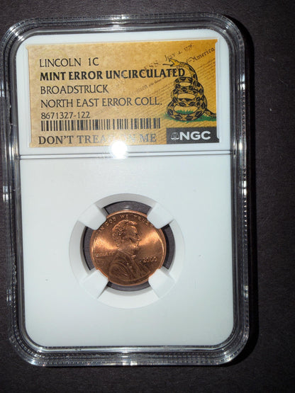 NGC Certified Lincoln Cent Error Trio Off Center Broadstrike Uncirculated