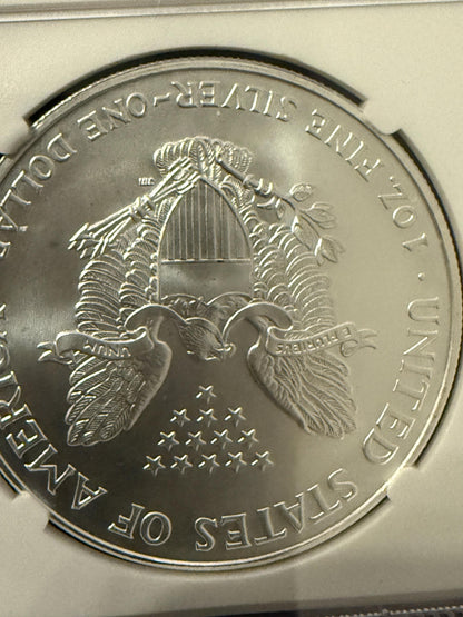 1999 Silver Eagle NGC .999 Fine + 1963 Franklin Half Dollar 90% Silver