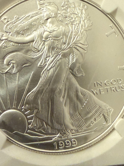 1999 Silver Eagle NGC .999 Fine + 1963 Franklin Half Dollar 90% Silver