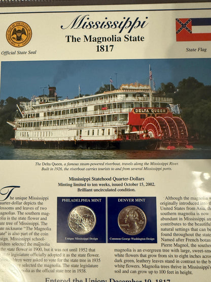 Iowa & Mississippi Statehood Quarter Set 2 Pack Coins Stamps 1846 1817