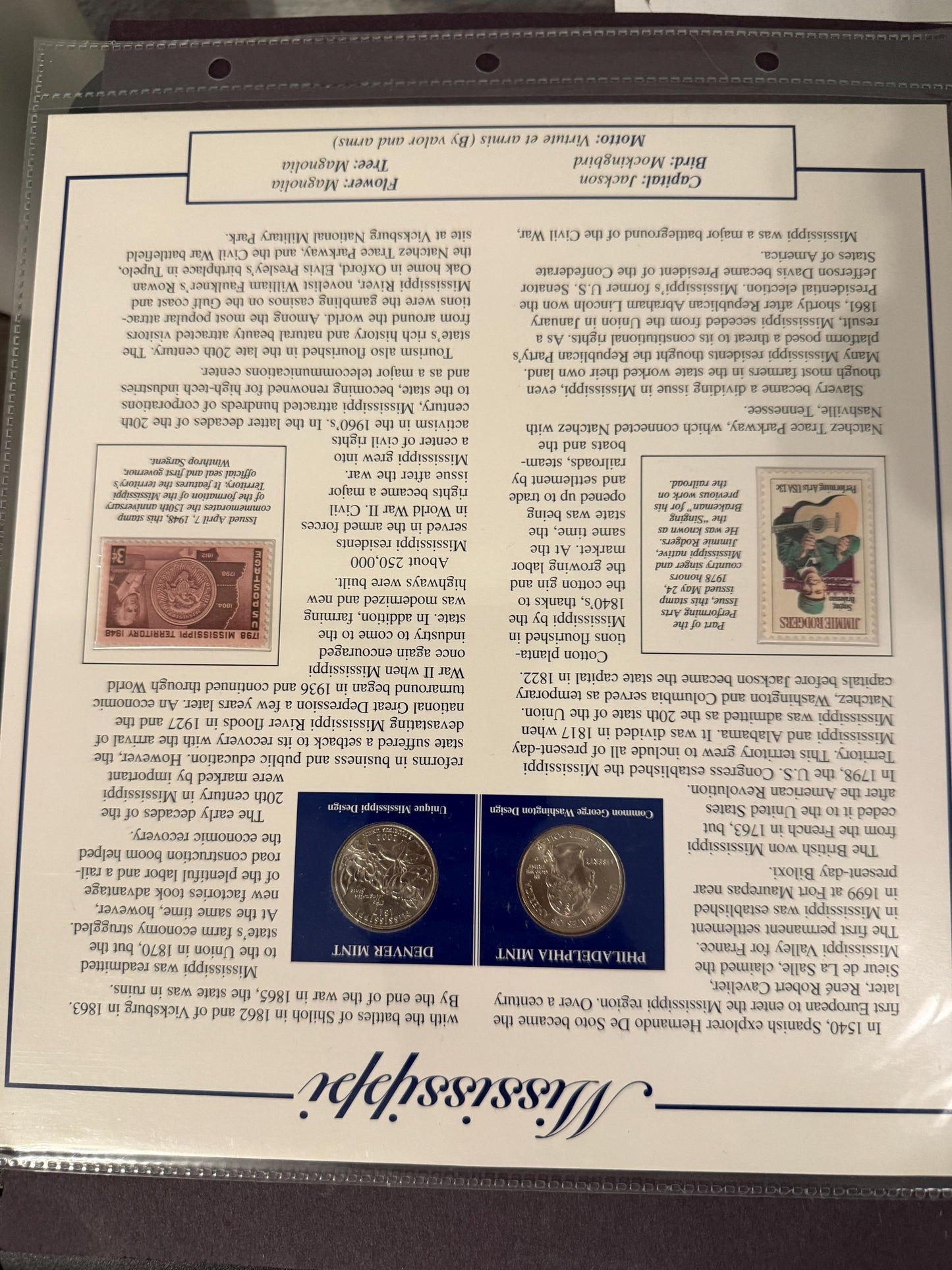 Iowa & Mississippi Statehood Quarter Set 2 Pack Coins Stamps 1846 1817