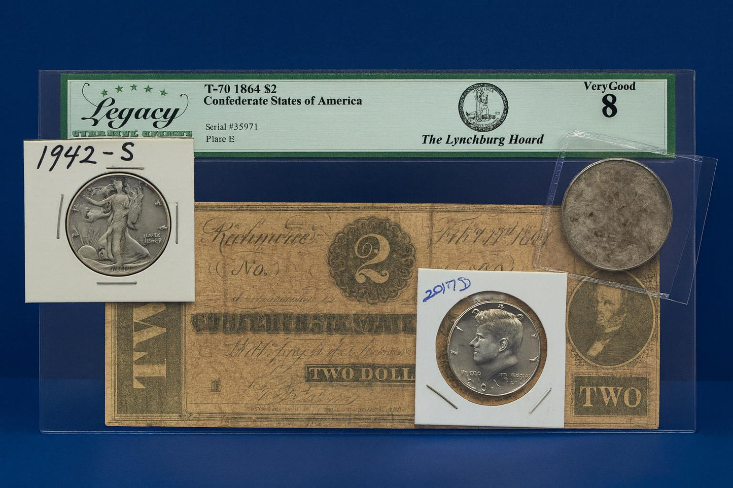 1864 Confederate Note Morgan 1882 Silver Walking Liberty Kennedy Half Lot