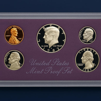 1987 US Mint Proof Set 5 Coin Original OGP Deep Cameo Collectible