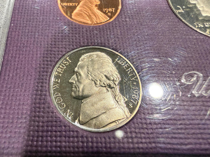 1987 US Mint Proof Set 5 Coin Original OGP Deep Cameo Collectible