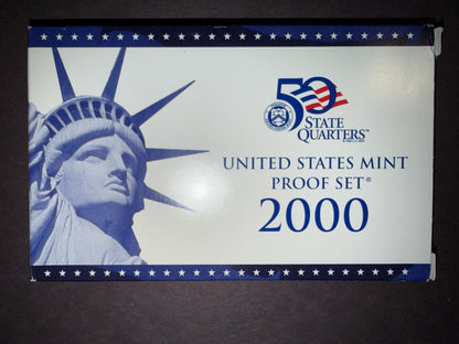 2000 US Mint Proof Set 10 Coin Original Box Brilliant Uncirculated Collection