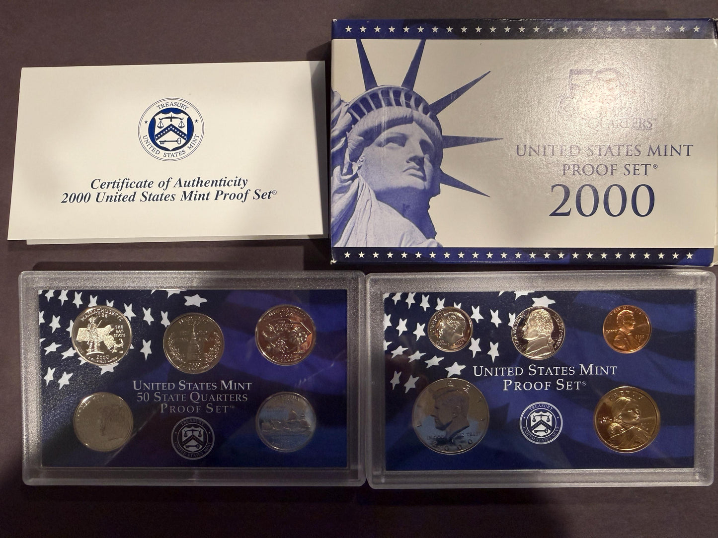 2000 US Mint Proof Set 10 Coin Original Box Brilliant Uncirculated Collection