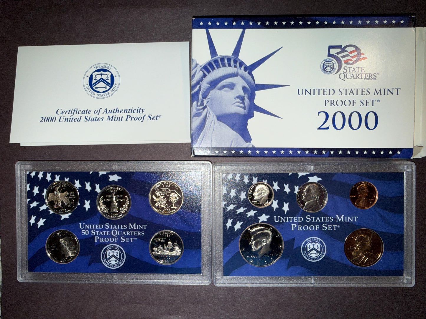 2000 US Mint Proof Set 10 Coin Original Box Brilliant Uncirculated Collection