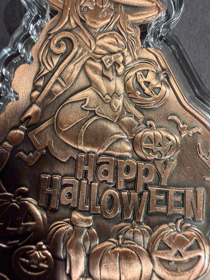 Witch Pumpkin 3.53oz .999 Fine Copper Round Halloween Collectible Gift