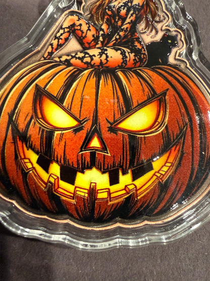 Witch Pumpkin 3.53oz .999 Fine Copper Round Halloween Collectible Gift