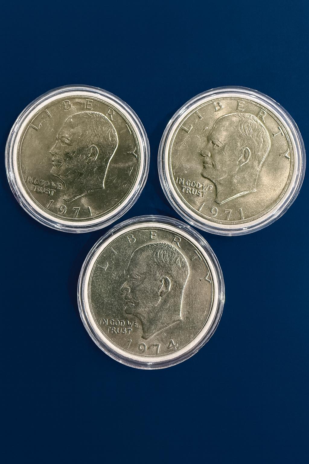 1976 Bicentennial Eisenhower Dollar + 2x 1974 Ike Dollars 3 Coin Set