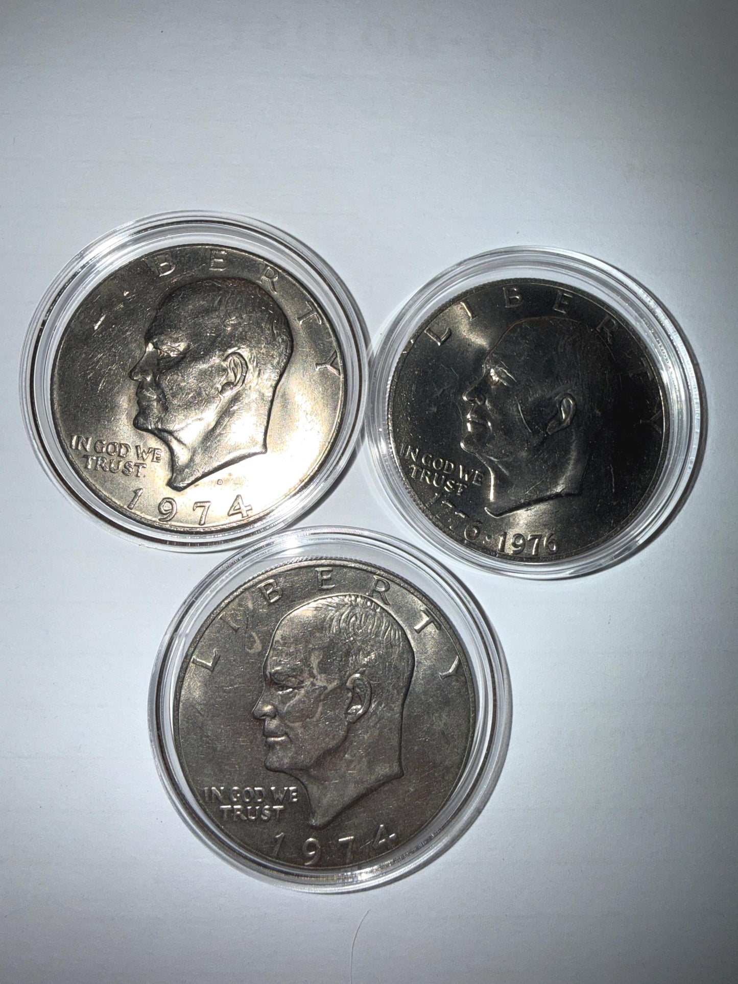 1976 Bicentennial Eisenhower Dollar + 2x 1974 Ike Dollars 3 Coin Set