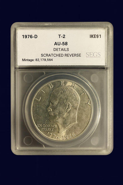 1976-D Eisenhower Dollar Bicentennial Type 2 Reverse Encapsulated Coin
