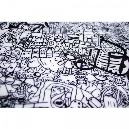 TheMoonAndPenny Doodle Hoodie Medium Black White City Line Art Graphic