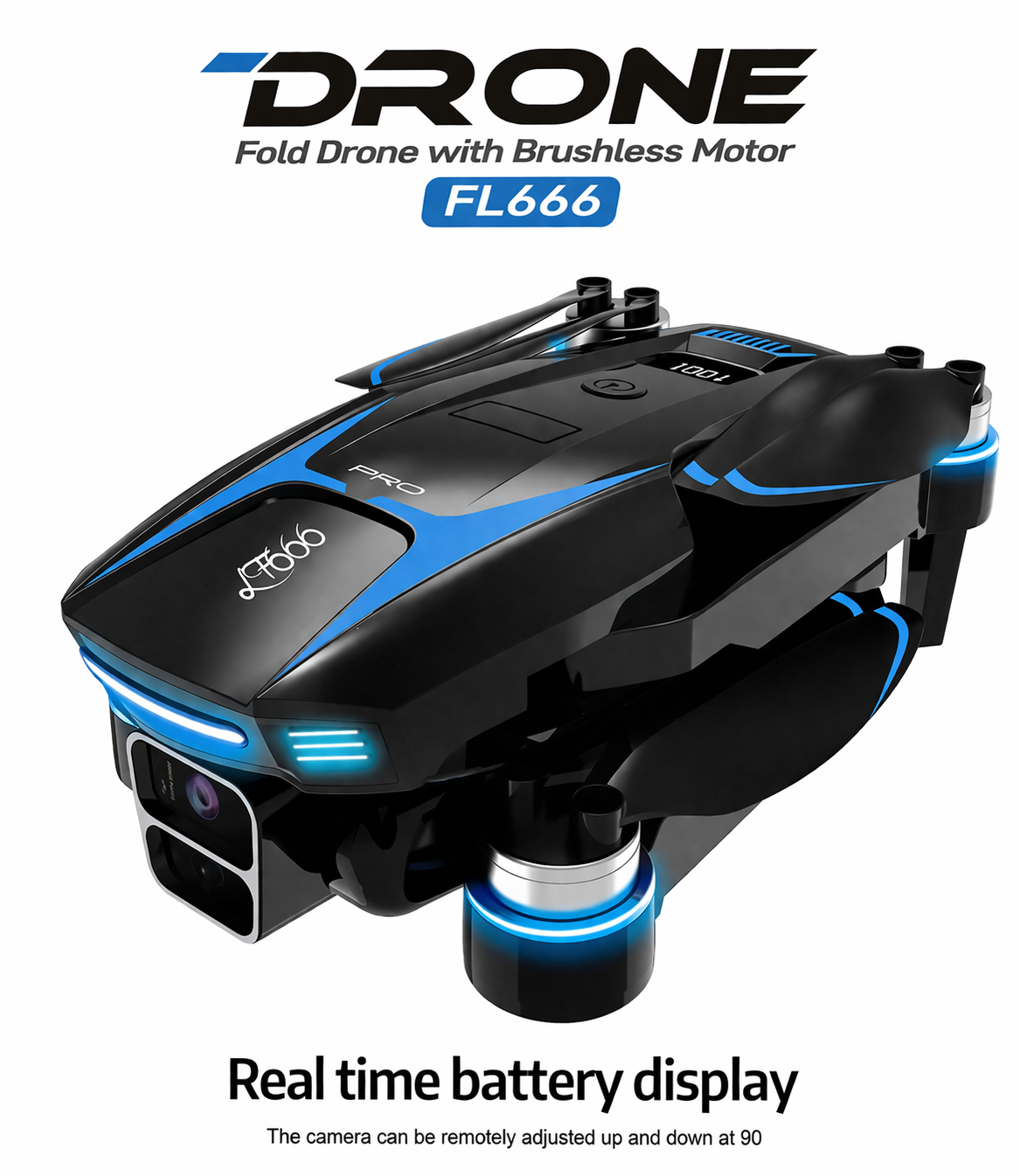 FL666 Foldable Drone With Camera Brushless Motor 90 Degree Adjustable Camera