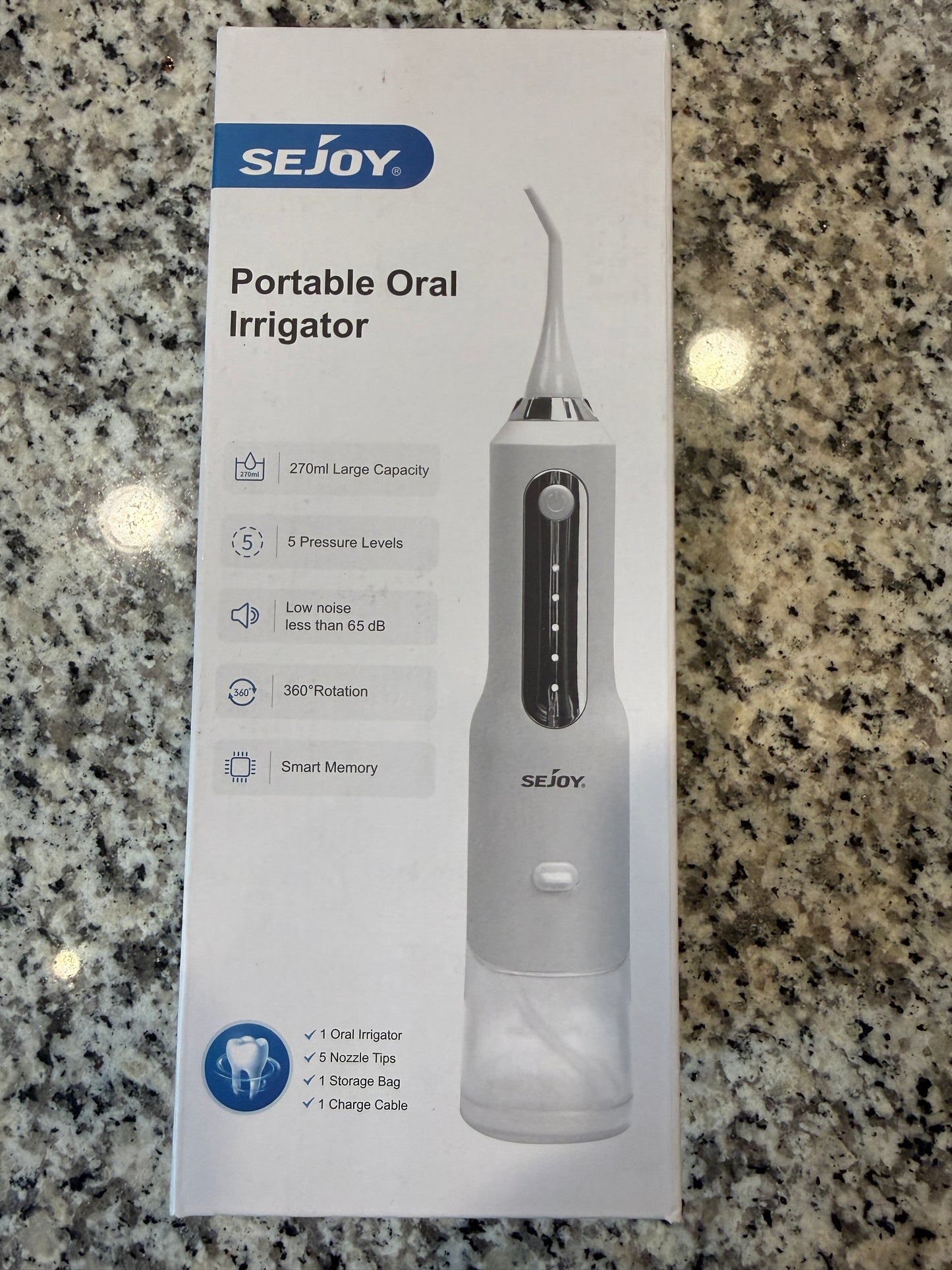 SEJOY Portable Oral Irrigator C10S Water Flosser 270ml IPX7 Waterproof