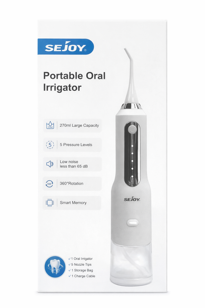 SEJOY Portable Oral Irrigator C10S Water Flosser 270ml IPX7 Waterproof