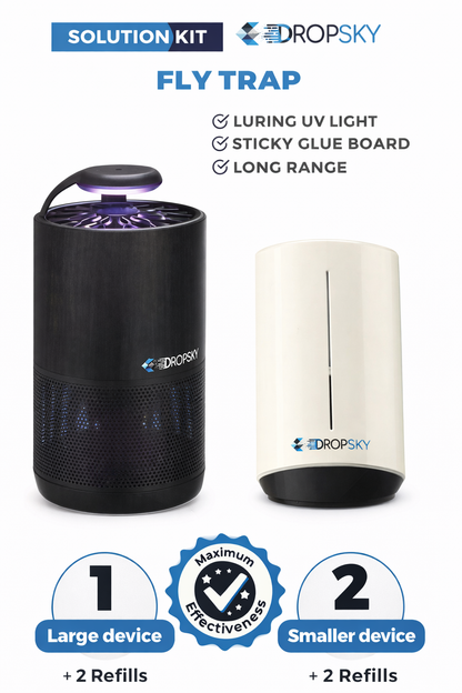 Dropsky Fly Trap UV Light Bug Zapper Sticky Trap Kit Large & Small Devices