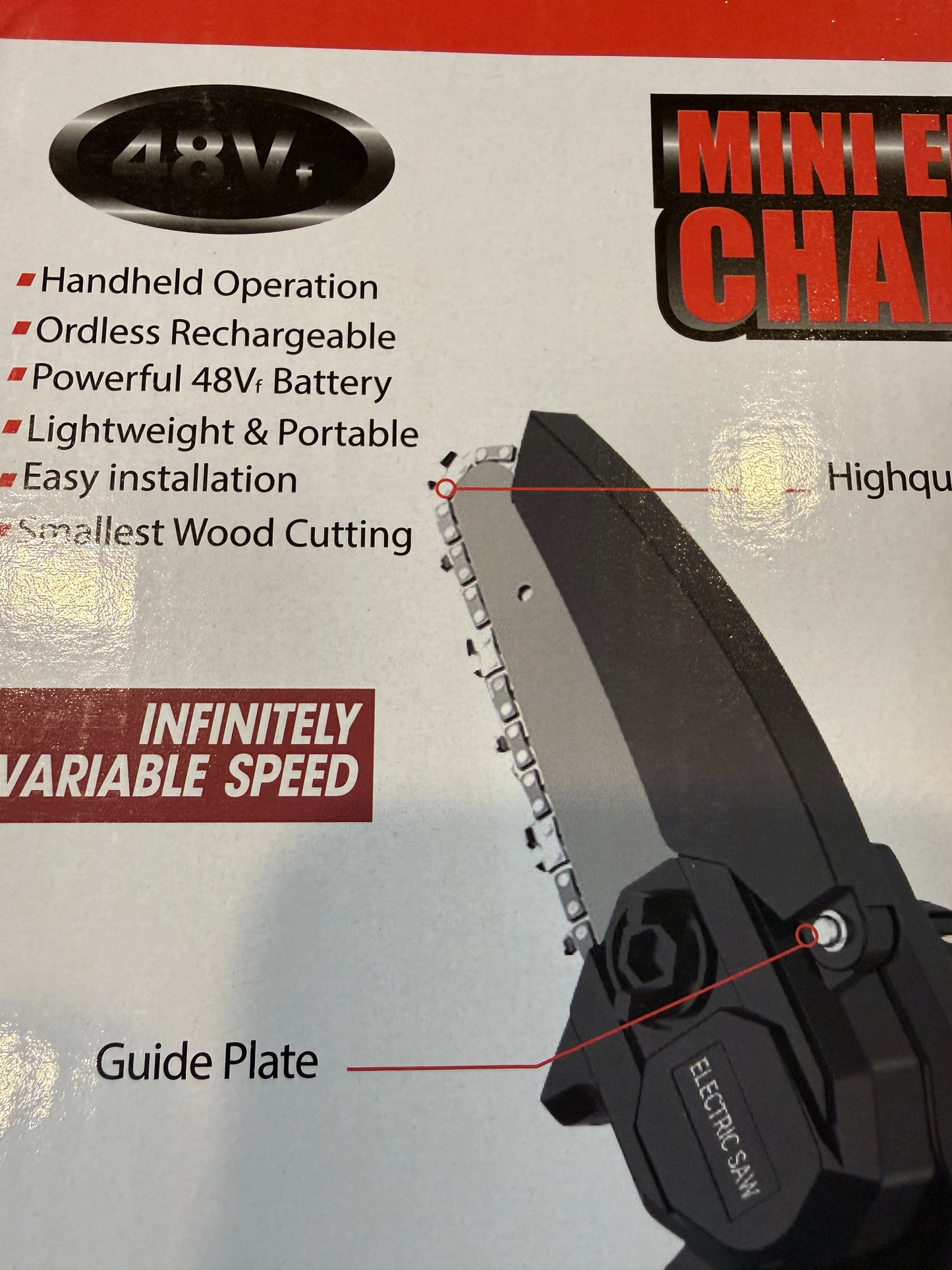 Mini Electric Chainsaw 48V Cordless Handheld Portable Battery Included