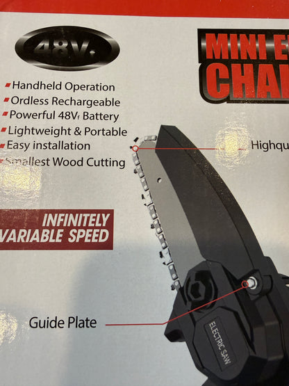 Mini Electric Chainsaw 48V Cordless Handheld Portable Battery Included