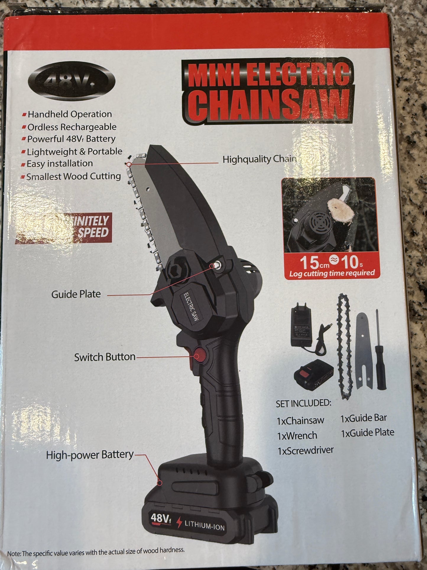 Mini Electric Chainsaw 48V Cordless Handheld Portable Battery Included