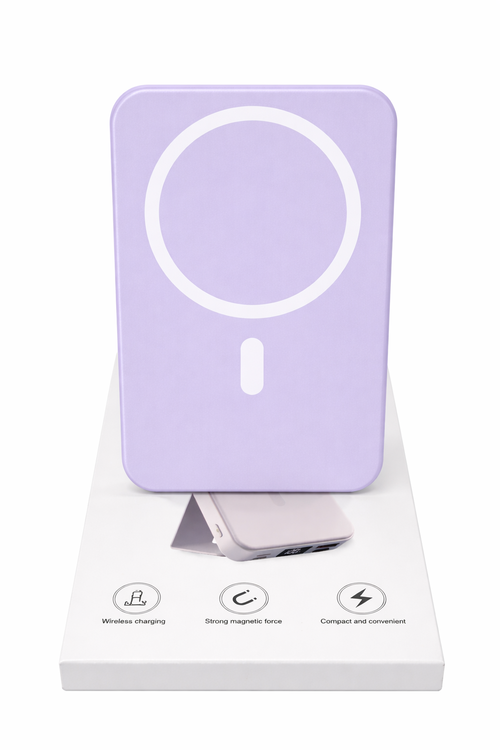 Lavender Magnetic Wireless Power Bank Ultra Thin Portable Charger Fast Charging