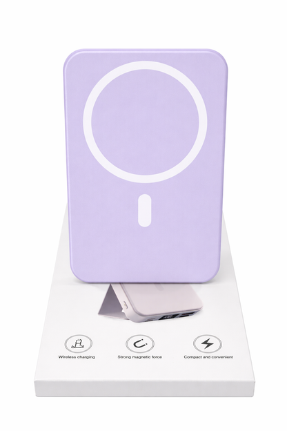 Lavender Magnetic Wireless Power Bank Ultra Thin Portable Charger Fast Charging