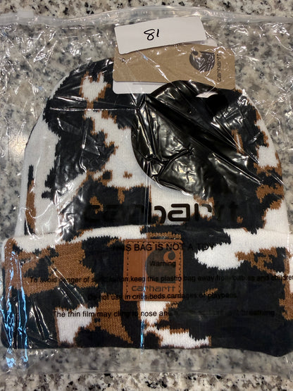 Carhartt Cow Print Beanie Madison Logo Cap One Size Knit Winter Hat