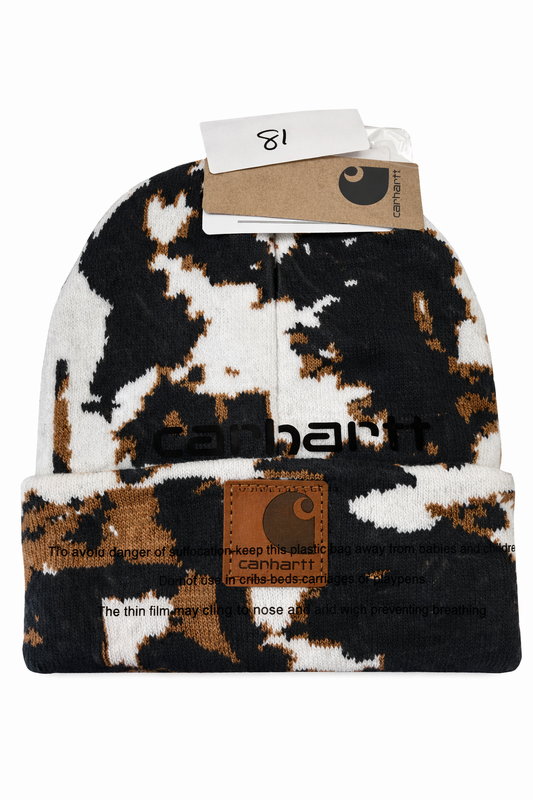 Carhartt Cow Print Beanie Madison Logo Cap One Size Knit Winter Hat