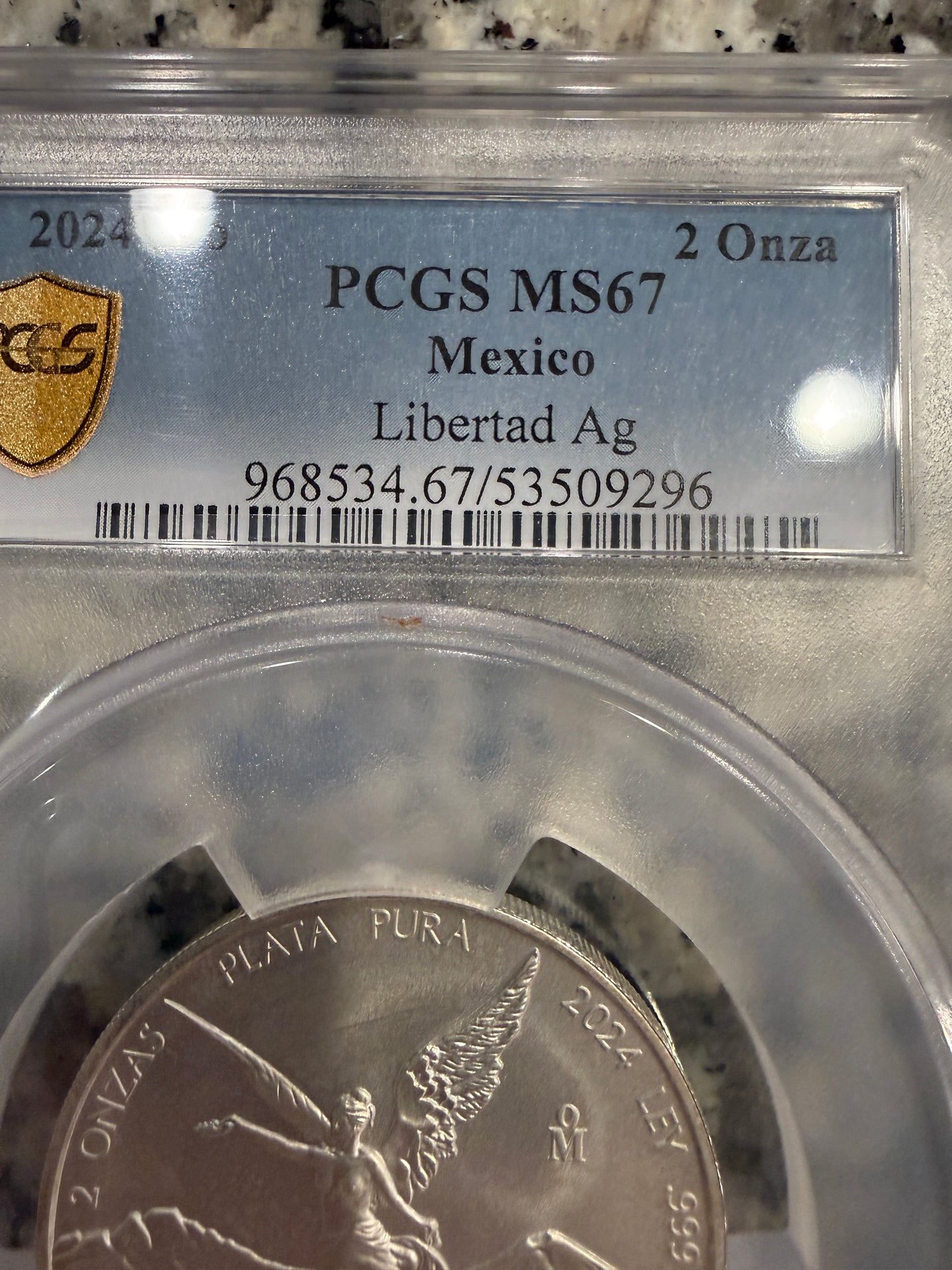 2024 Mo Mexico Libertad 2 Onza Silver Coin PCGS .999 Fine Silver 2 oz BU