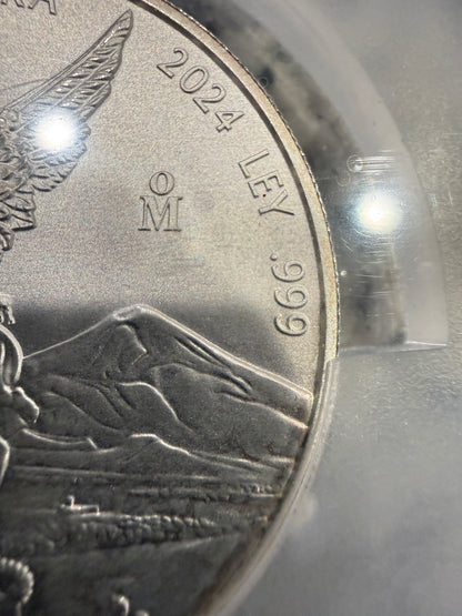 2024 Mo Mexico Libertad 2 Onza Silver Coin PCGS .999 Fine Silver 2 oz BU