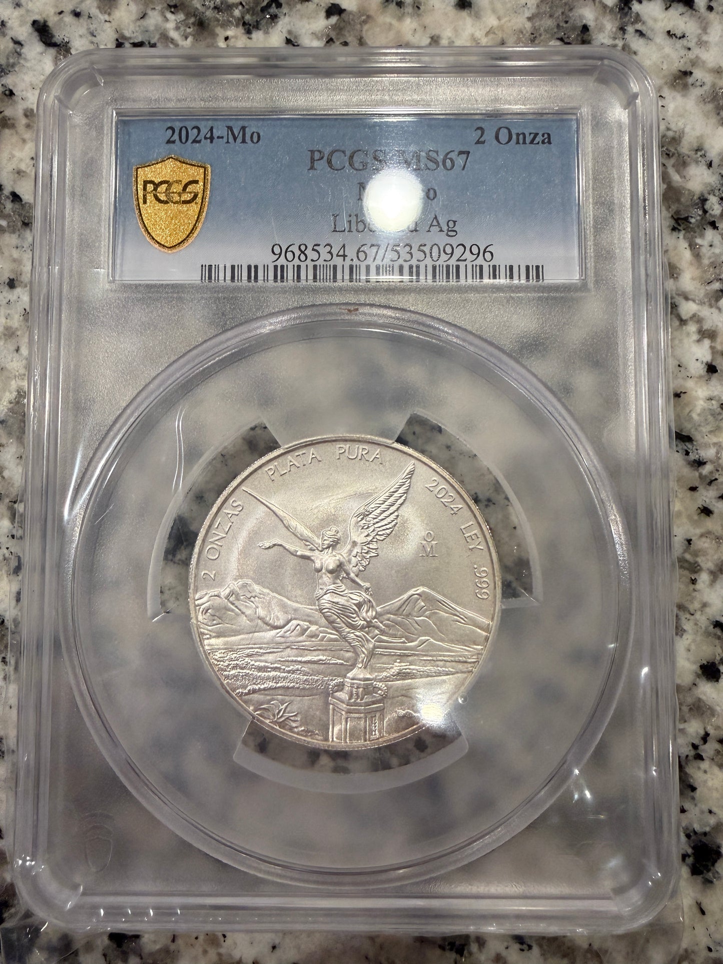 2024 Mo Mexico Libertad 2 Onza Silver Coin PCGS .999 Fine Silver 2 oz BU
