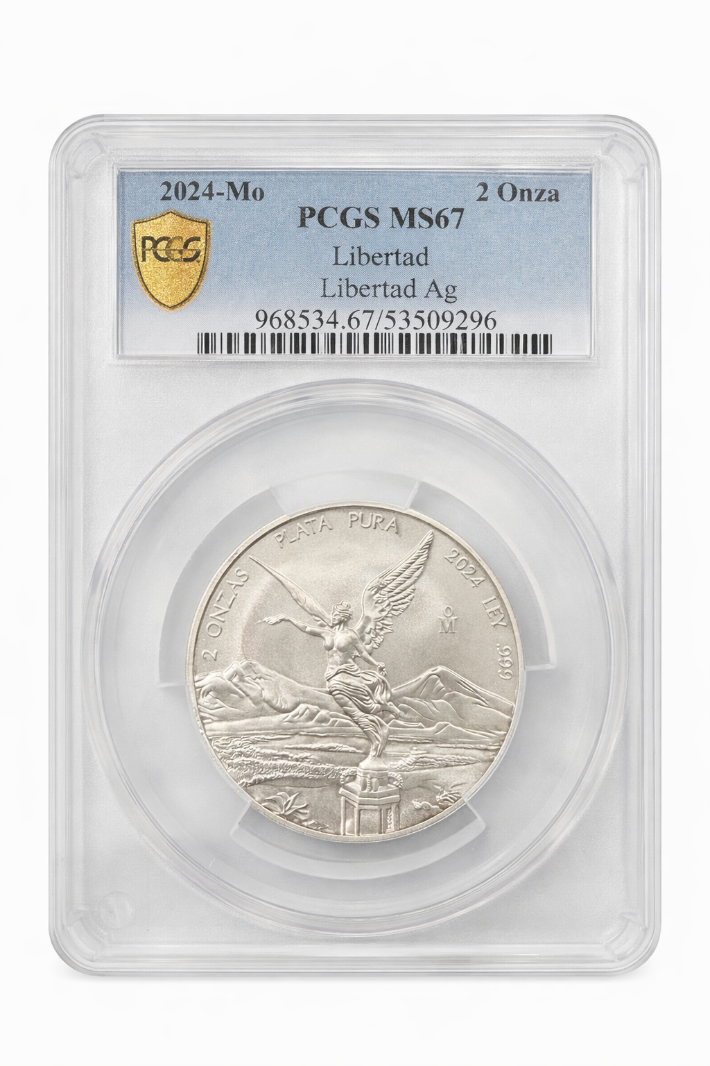 2024 Mo Mexico Libertad 2 Onza Silver Coin PCGS .999 Fine Silver 2 oz BU