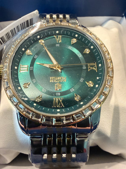 Montres Prestige Invicta Mens Watch 45mm Gold Silver Green Dial Crystal Bezel
