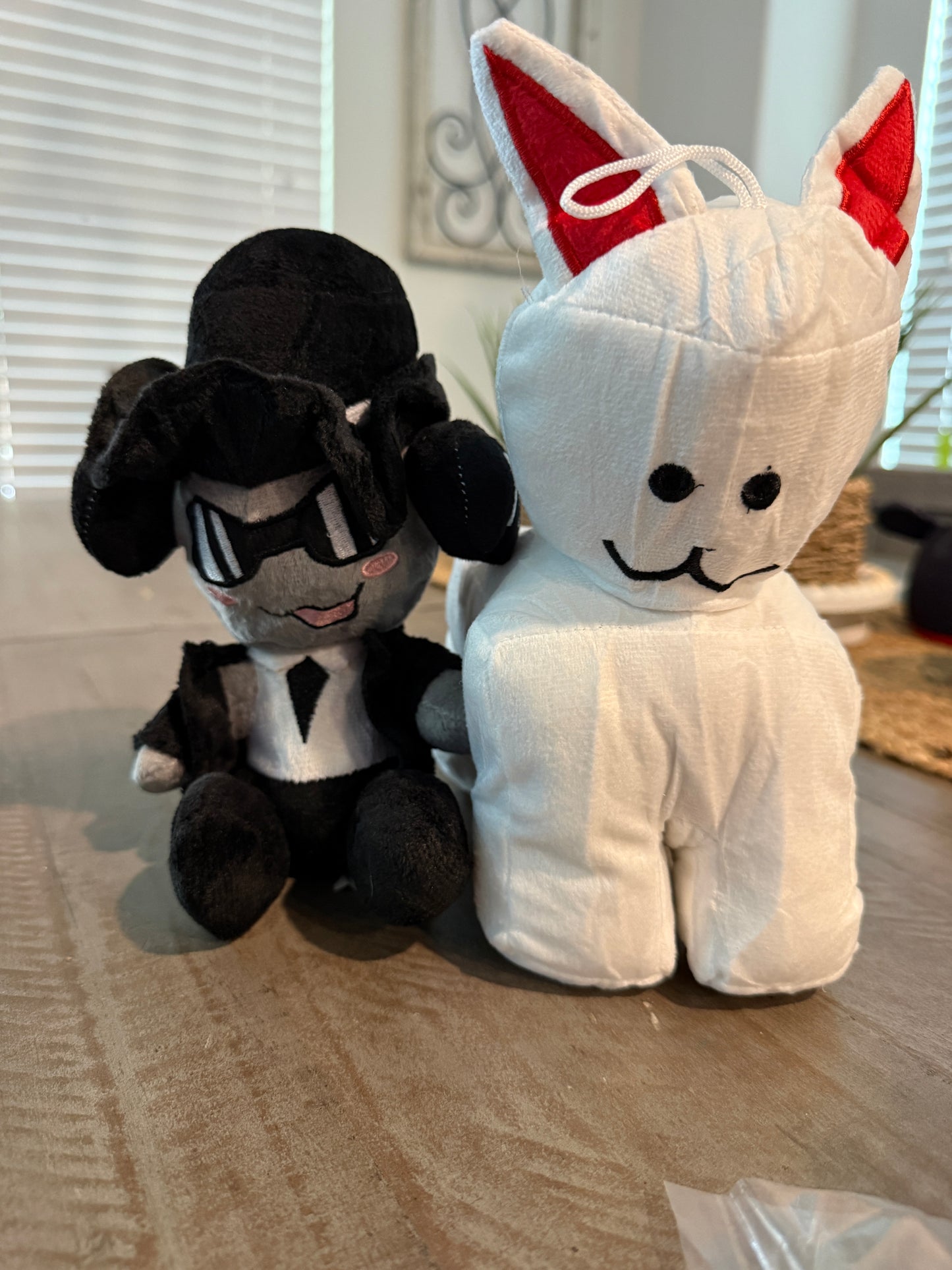 Skibidi Toilet Plush Bundle Black Suit Character and White Cat Plush Toy Set