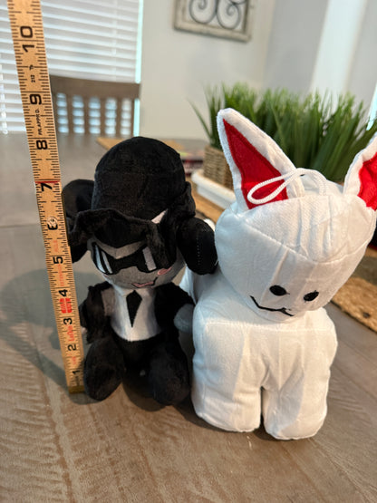 Skibidi Toilet Plush Bundle Black Suit Character and White Cat Plush Toy Set