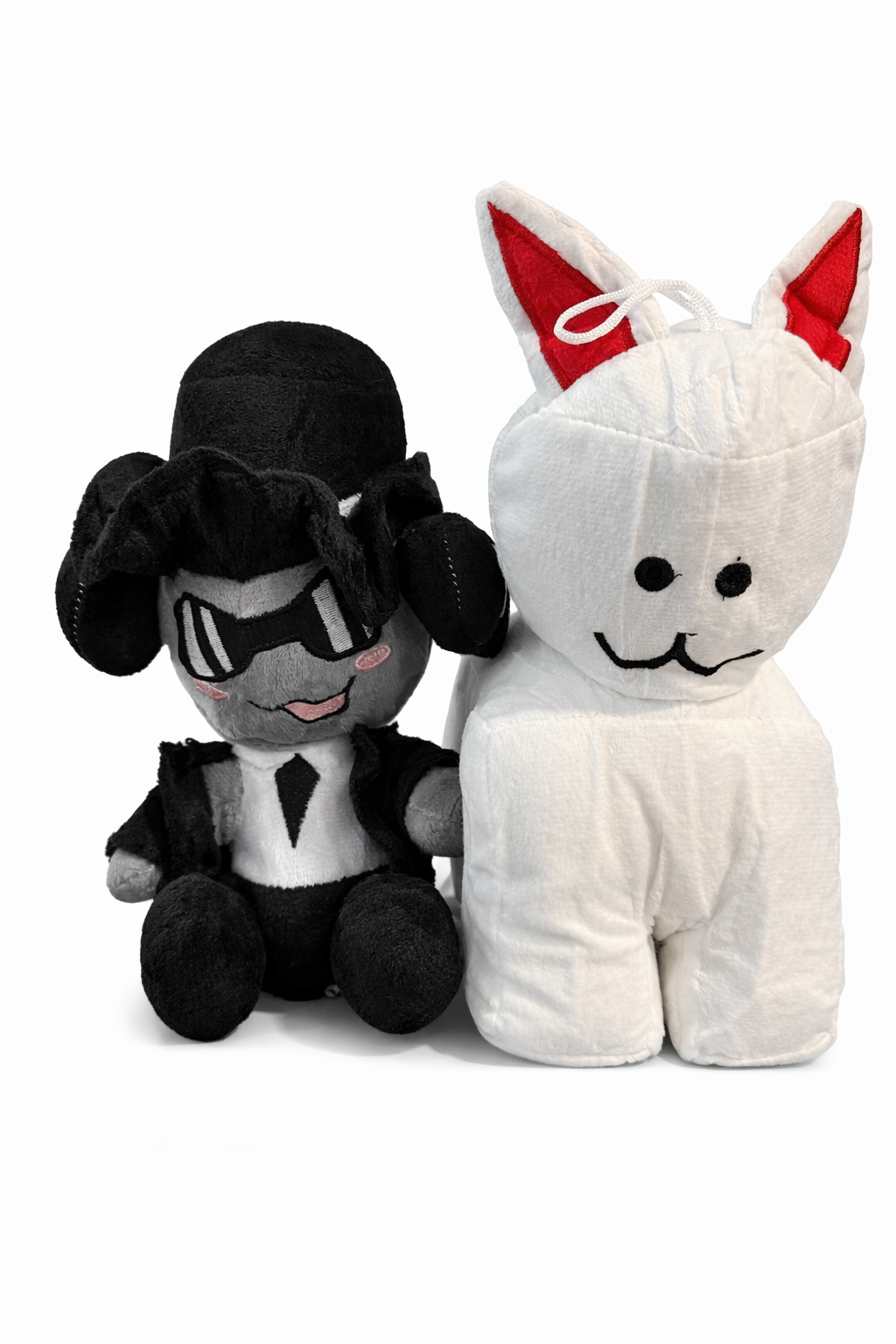 Skibidi Toilet Plush Bundle Black Suit Character and White Cat Plush Toy Set