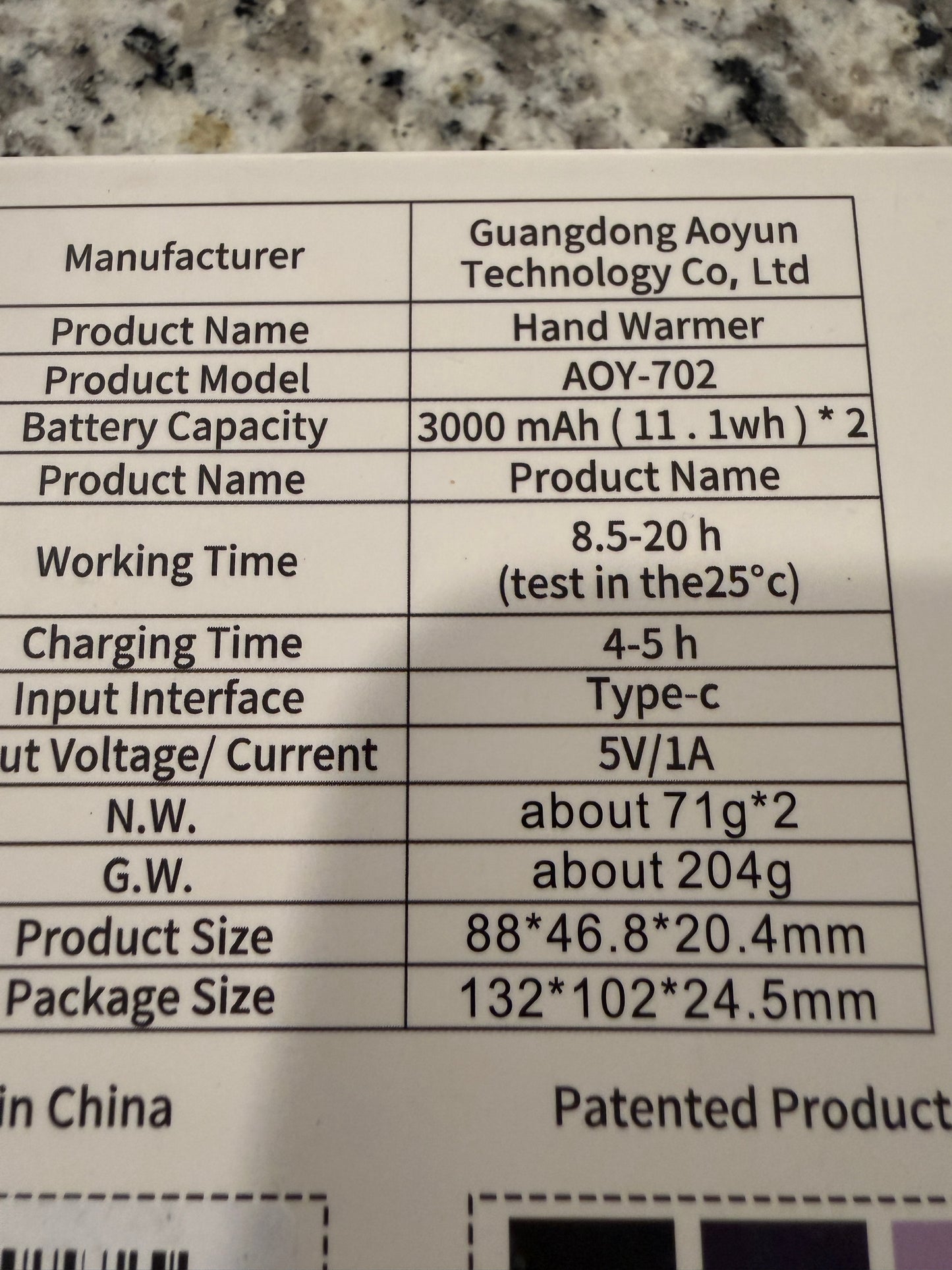 Electric Hand Warmer Rechargeable 3000mAh USB C Portable Dual Pack