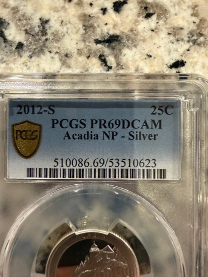 2012 S Acadia National Park Silver Quarter PCGS PR69DCAM Proof 25C Deep Cameo