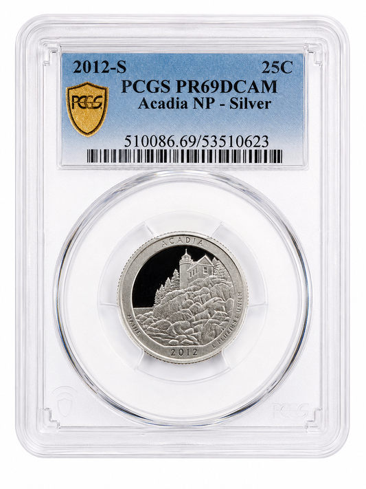2012 S Acadia National Park Silver Quarter PCGS PR69DCAM Proof 25C Deep Cameo