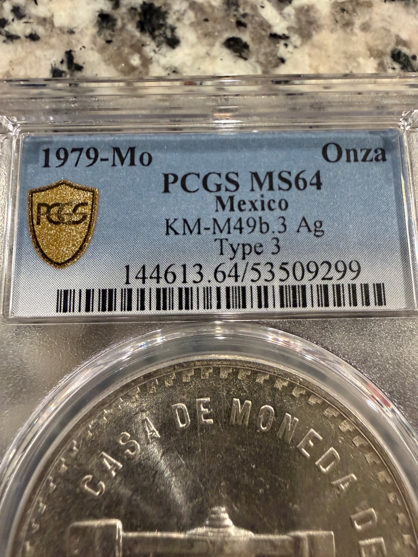 1979 Mo Mexico Onza Casa De Moneda PCGS Type 3 Silver Coin