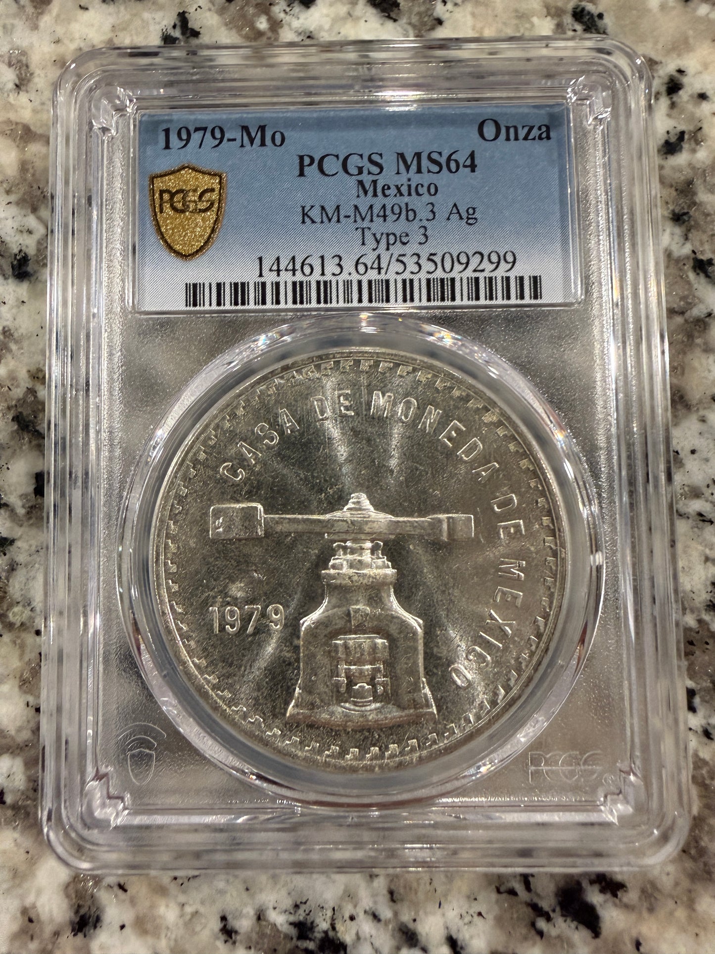 1979 Mo Mexico Onza Casa De Moneda PCGS Type 3 Silver Coin