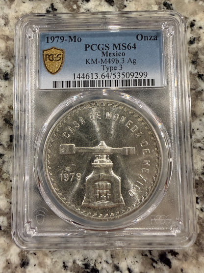 1979 Mo Mexico Onza Casa De Moneda PCGS Type 3 Silver Coin