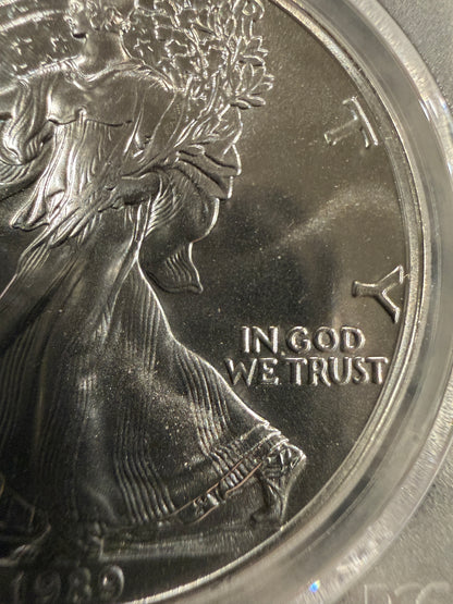 1989 PCGS American Silver Eagle $1 Bullion Coin 1 Oz .999 Fine Silver