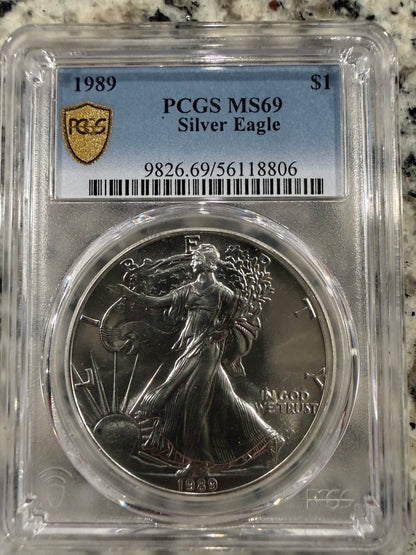 1989 PCGS American Silver Eagle $1 Bullion Coin 1 Oz .999 Fine Silver