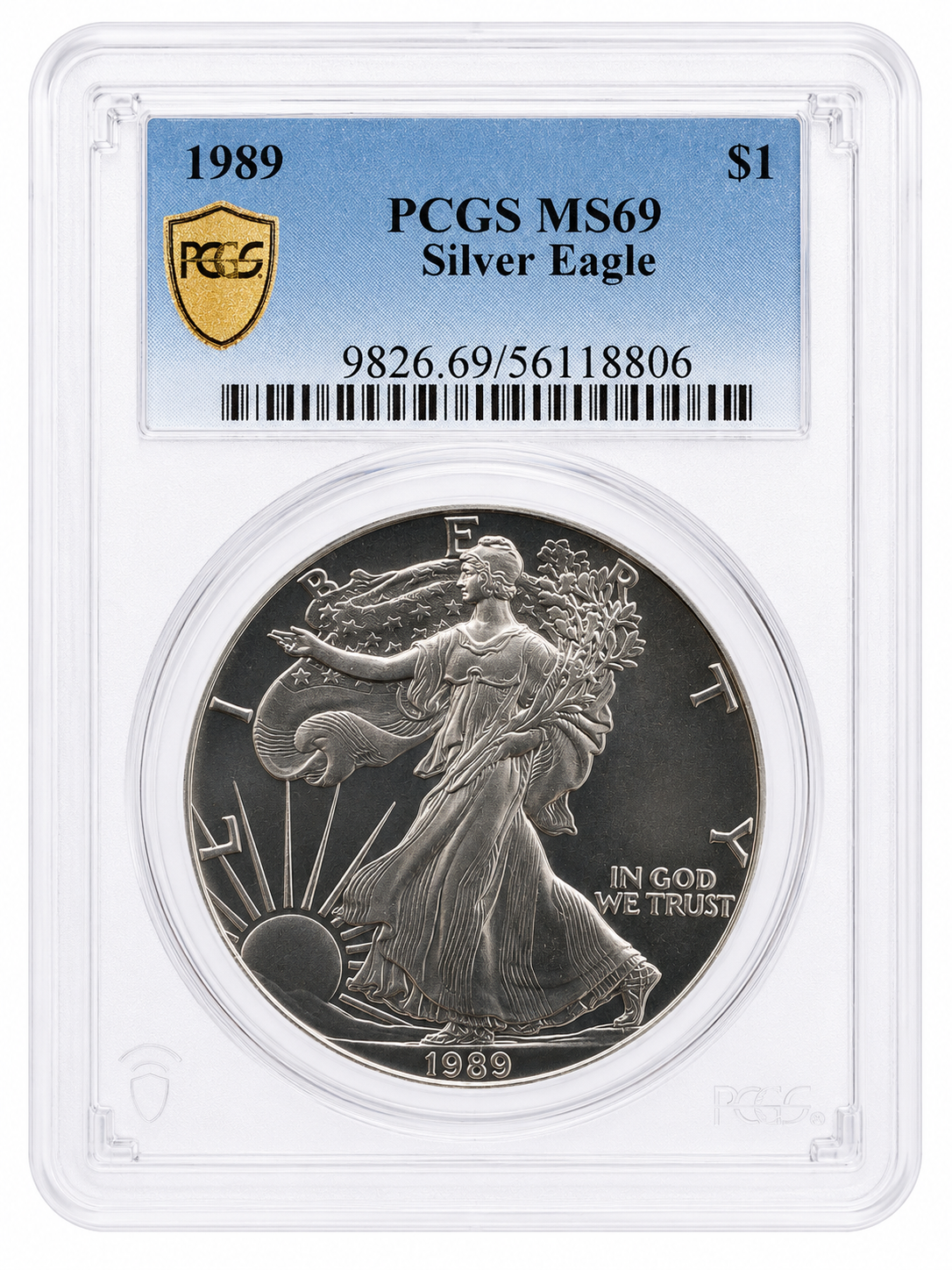 1989 PCGS American Silver Eagle $1 Bullion Coin 1 Oz .999 Fine Silver