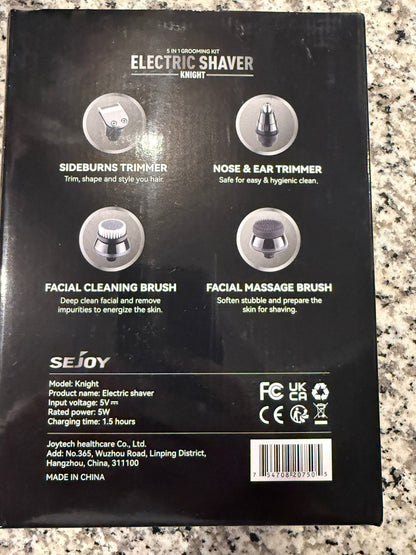 SEJOY Knight 5 In 1 Electric Shaver Grooming Kit Waterproof Wet Dry Trimmer