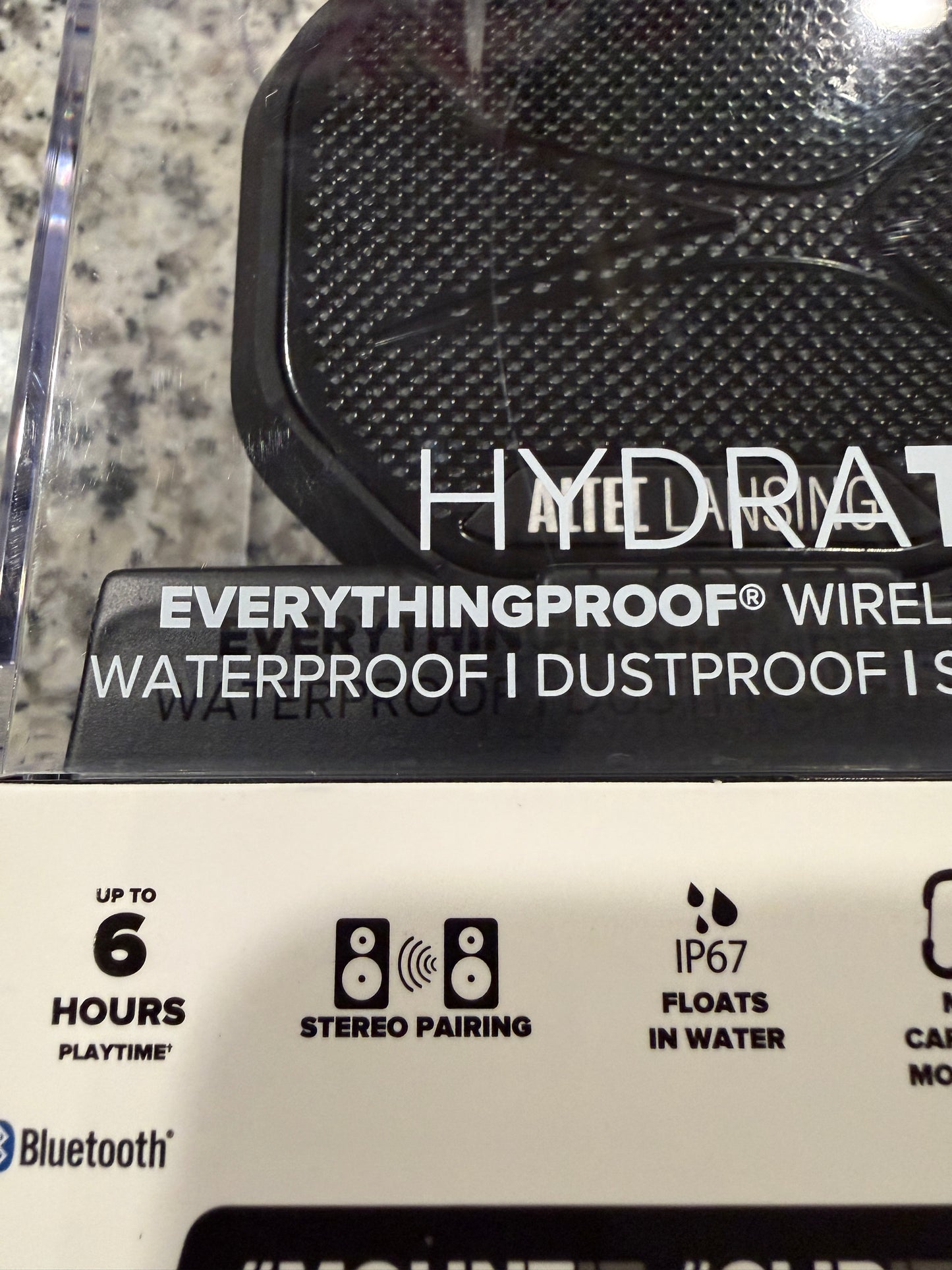 Black Altec Lansing HydraTrek Bluetooth Speaker IP67 Waterproof Everythingproof